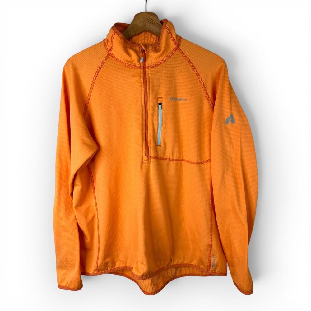 Eddie Bauer First Ascent High Route Grid Fleece Pullover Womens XL Orange Zip